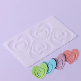 Форма для шоколада «Сердцем к сердцу», силикон, 4 ячейки, 19×11.5×0.3 см, прозрачная