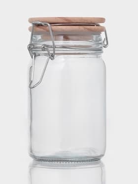 Банка для сыпучих «Эко», 250 мл, 9×6.5×12 см, с бугельным замком, бамбуковая крышка, стекло, прозрачная