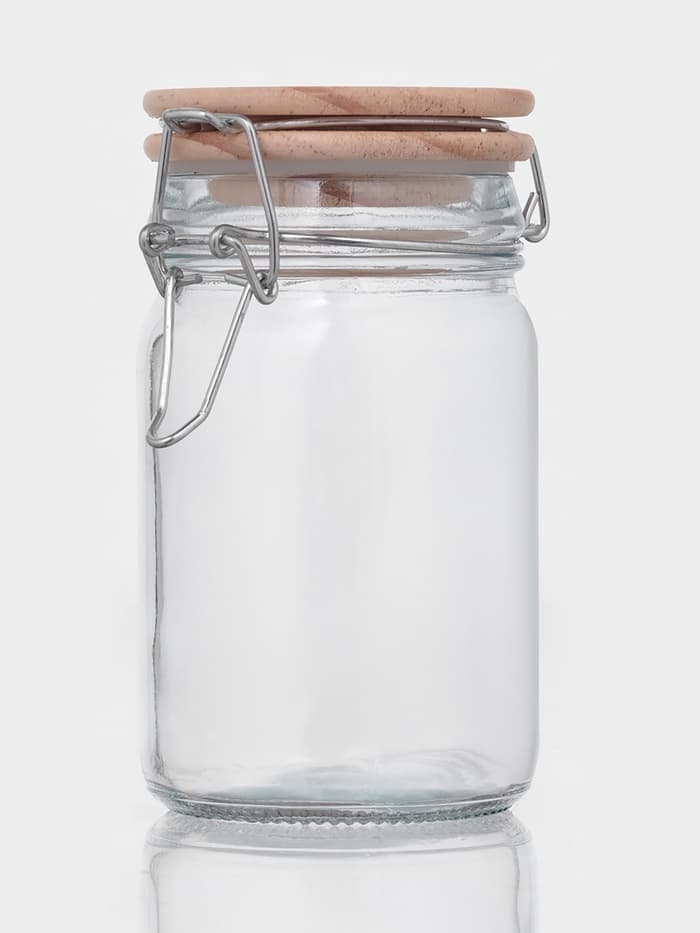 Банка для сыпучих «Эко», 250 мл, 9×6.5×12 см, с бугельным замком, бамбуковая крышка, стекло, прозрачная