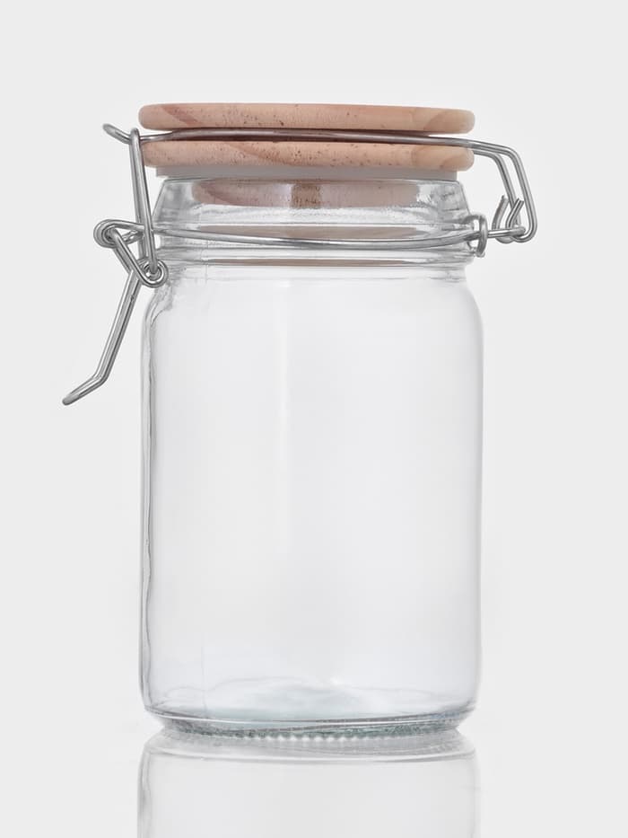 Банка для сыпучих «Эко», 250 мл, 9×6.5×12 см, с бугельным замком, бамбуковая крышка, стекло, прозрачная