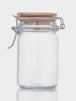 Банка для сыпучих «Эко», 250 мл, 9×6.5×12 см, с бугельным замком, бамбуковая крышка, стекло, прозрачная