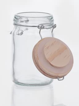 Банка для сыпучих «Эко», 250 мл, 9×6.5×12 см, с бугельным замком, бамбуковая крышка, стекло, прозрачная