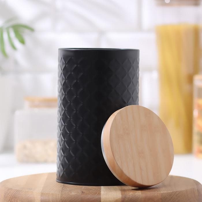 Банка для сыпучих «Сканди», 1.5 л, жесть, чёрная