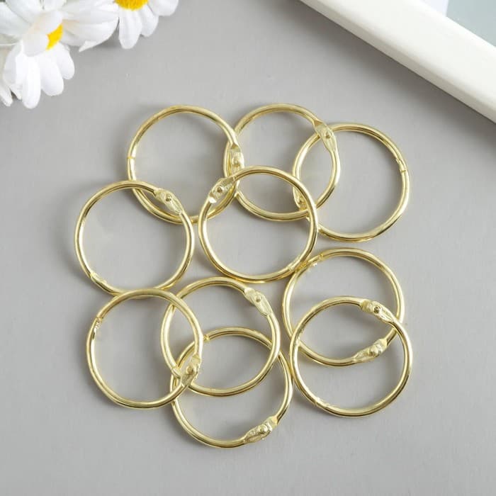 Кольца для фотоальбомов «Золото», внутр. d=2.6 см, внешн. d=3 см, набор 10 шт.