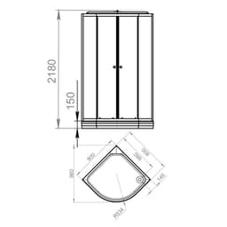 Душевая кабина DOMANI-Spa Delight 88, поддон 15 см, черные стенки, 80×80 см, тонированная
