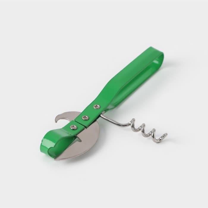 Открывашка-штопор Доляна «Помощник», 14 см, зелёная