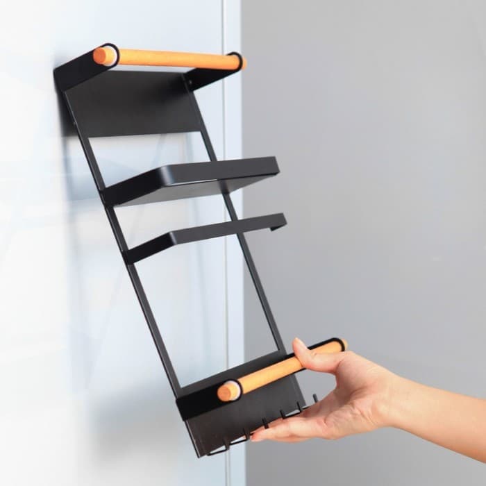 Держатель для кухонных принадлежностей на магните Доляна, 6 крючков, 4 направляющих, 34×24.5×6.5 см, коричневый