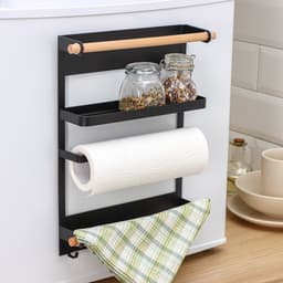 Держатель для кухонных принадлежностей на магните Доляна, 6 крючков, 4 направляющих, 34×24.5×6.5 см, коричневый