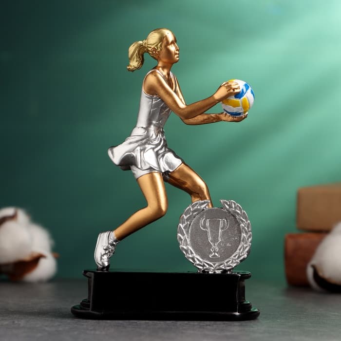 Кубок наградной с фигуркой «Волейбол: женский», 15×9×5 см