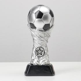Кубок наградной с фигуркой «Футбол: кубок», серебряный, 17×7×7 см