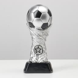Кубок наградной с фигуркой «Футбол: кубок», серебряный, 17×7×7 см