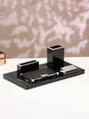 Набор настольный канцелярский 4 в 1 с визитницей, МИКС