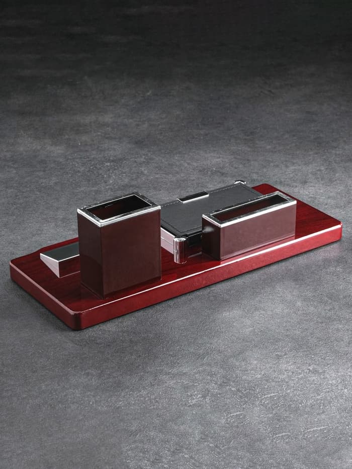 Набор настольный канцелярский 4 в 1 с визитницей, МИКС