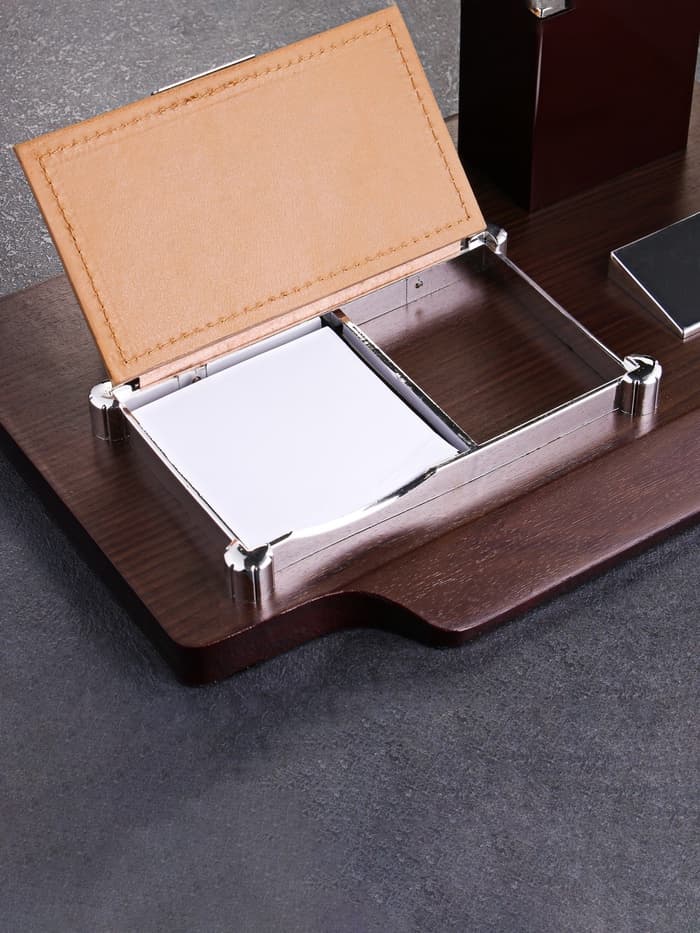 Набор настольный канцелярский 4 в 1 с визитницей, МИКС