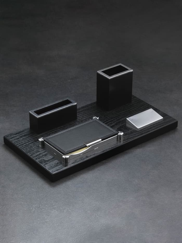 Набор настольный канцелярский 4 в 1 с визитницей, МИКС