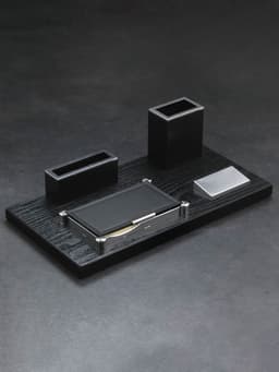 Набор настольный канцелярский 4 в 1 с визитницей, МИКС