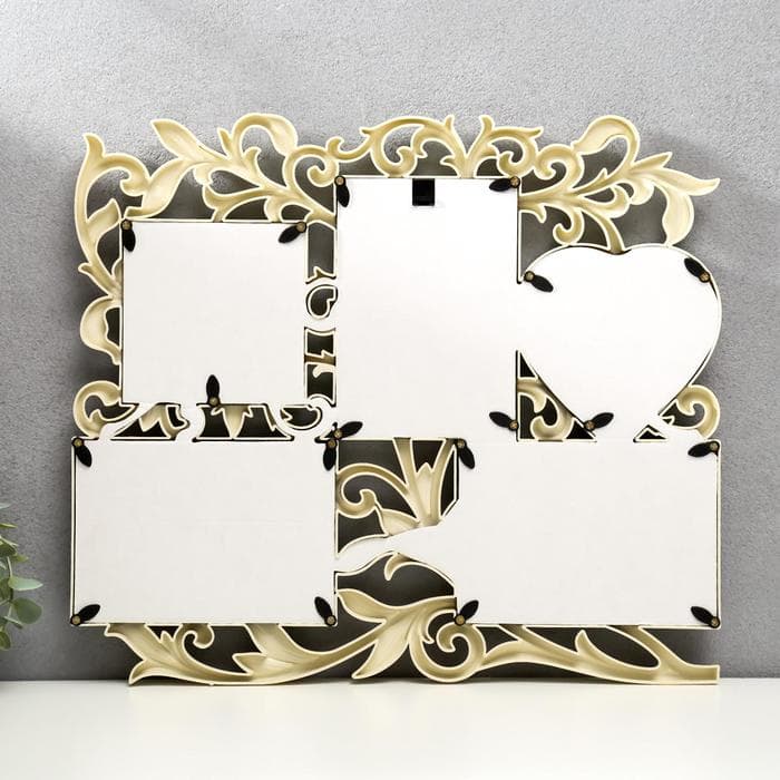 Фоторамка - коллаж на 5 фото «С сердцем», слоновая кость