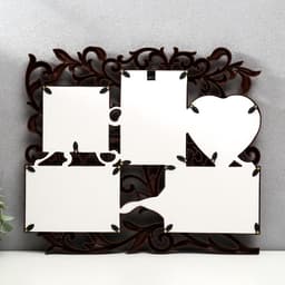 Фоторамка - коллаж на 5 фото «С сердцем», орех, (пластиковый экран)