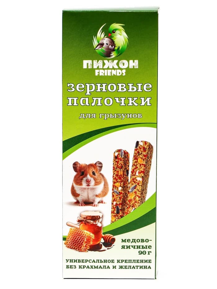Зерновые палочки «Пижон» для грызунов, медово-яичные, 2 шт., 90 г