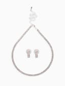 Набор 2 предмета: серьги, чокер «Лёд», два ряда, белый в серебре, 32 см