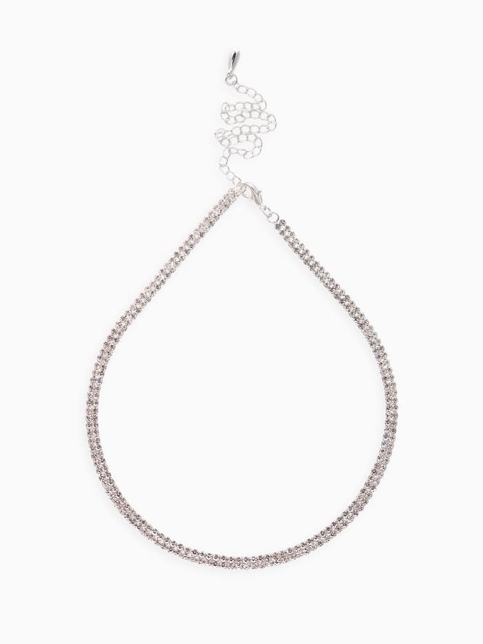 Набор 2 предмета: серьги, чокер «Лёд», два ряда, белый в серебре, 32 см