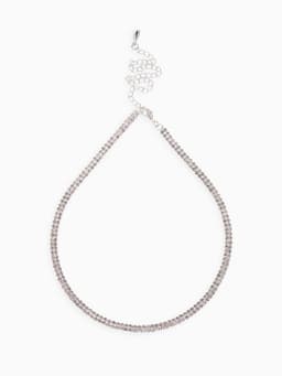 Набор 2 предмета: серьги, чокер «Лёд», два ряда, белый в серебре, 32 см