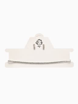 Набор 2 предмета: серьги, чокер «Лёд», два ряда, белый в серебре, 32 см