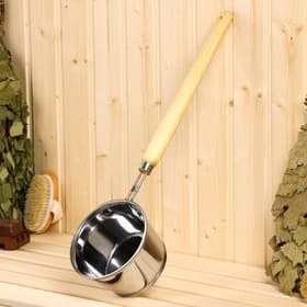 Ковш - черпак для бани и сауны, 1.2 л, 56 см, нержавеющая сталь, с деревянной ручкой, «Добропаровъ»