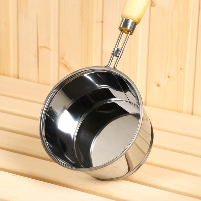 Ковш - черпак для бани и сауны, 1.2 л, 56 см, нержавеющая сталь, с деревянной ручкой, «Добропаровъ»