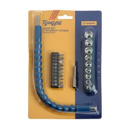 Набор бит с гибким удлинителем ТУНДРА, PH-SL-PZ-TX 25 мм, с торцевыми головками, 21 предмет