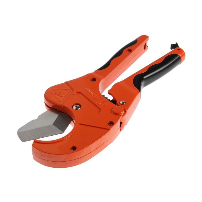 Ножницы для резки труб ТУНДРА по пластику, полуавтомат, усиленные, удлиненные, 2К, до 64 мм