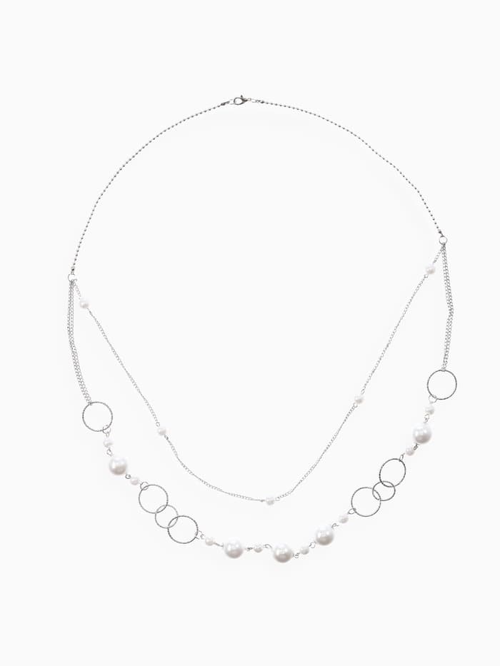 Бусы «Жемчужный мир», кольца с бусинами, белые в серебре, 90 см