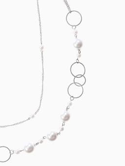 Бусы «Жемчужный мир», кольца с бусинами, белые в серебре, 90 см