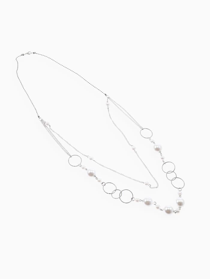 Бусы «Жемчужный мир», кольца с бусинами, белые в серебре, 90 см