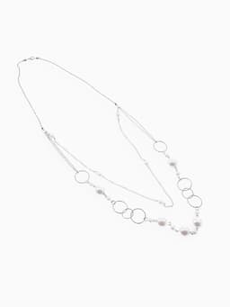 Бусы «Жемчужный мир», кольца с бусинами, белые в серебре, 90 см