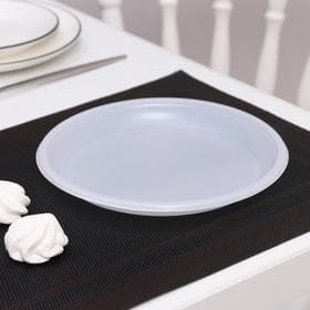 Тарелки одноразовые Мистерия, набор 12 шт., d=20.5 см, пластик, белый