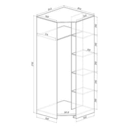 Шкаф угловой «Оптима», 850×850×2110 мм, цвет шимо тёмный / шимо светлый