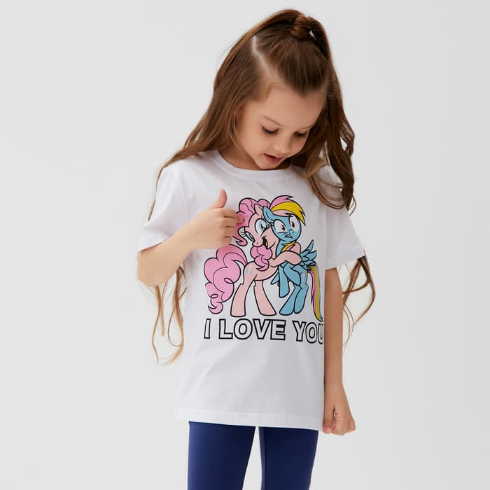 Футболка для девочки KAFTAN: I Love you, белая, размер 34 (122-128 см)