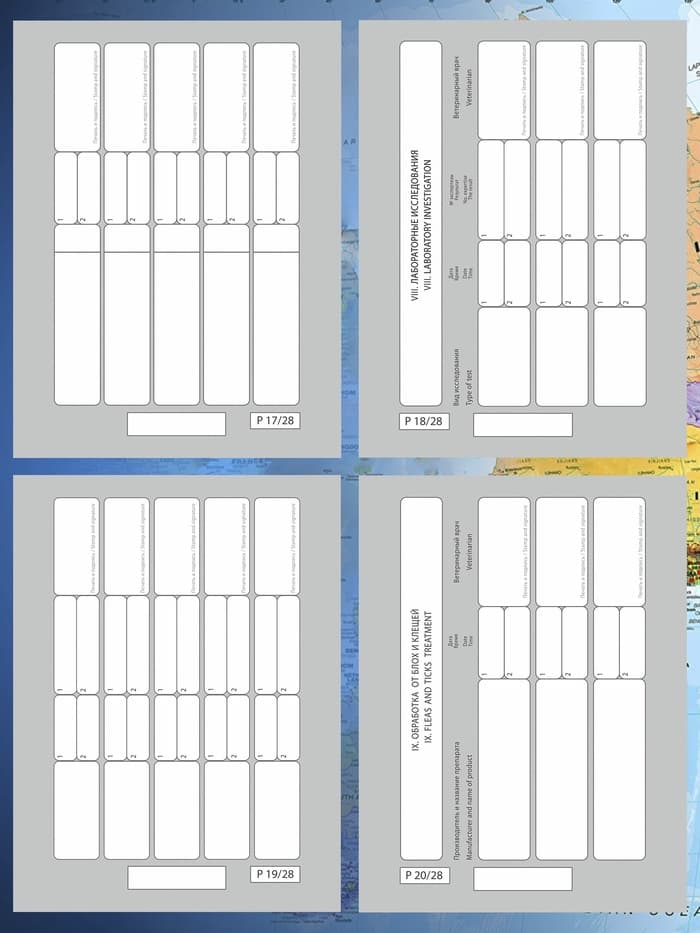 Ветеринарный паспорт международный универсальный «Лапки», 28 страниц