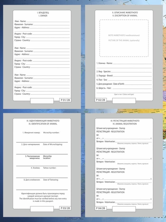Ветеринарный паспорт международный универсальный «Коты», 28 страниц