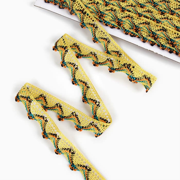 Тесьма «Уголки», ширина 2 см, намотка 25 м, цвет жёлтый