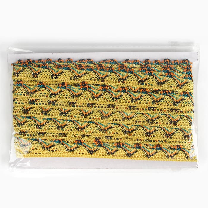 Тесьма «Уголки», ширина 2 см, намотка 25 м, цвет жёлтый