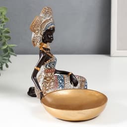 Фигурка - подставка для мелочей «Африканка в головном уборе-веер», 18.5×20.5×13 см, МИКС