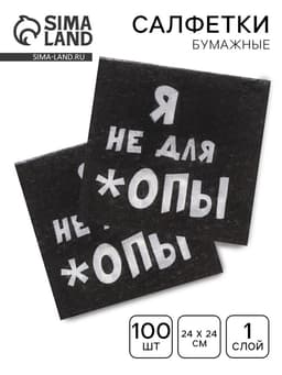 Салфетки бумажные однослойные «Я не для *опы», 24×24, 100 шт.