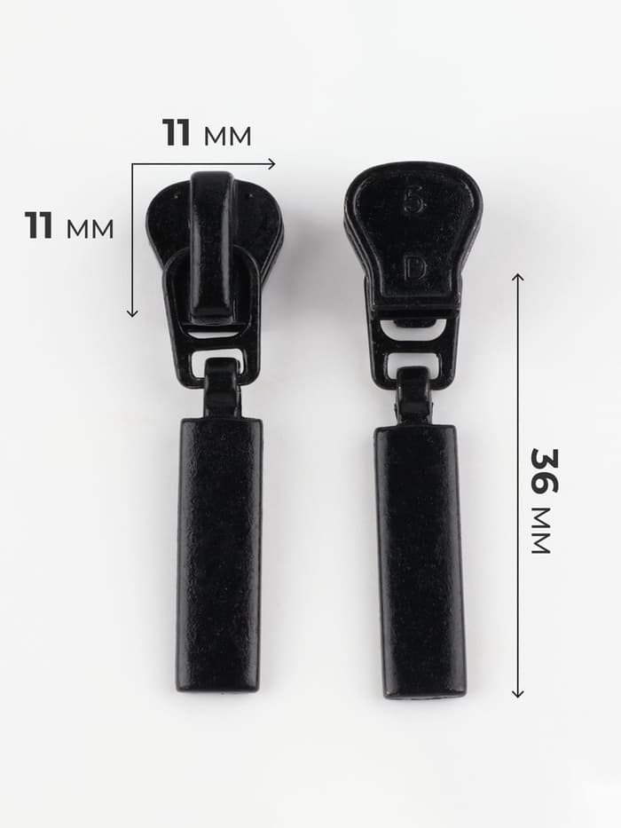 Бегунок для молнии «Трактор», №5, прямоугольный, 10 шт., чёрный