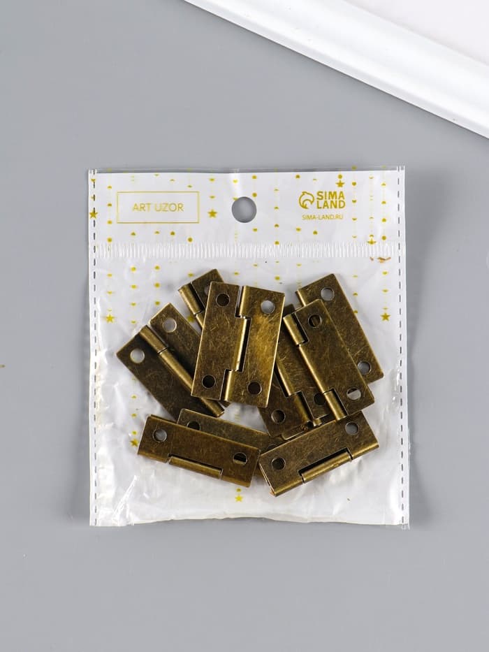 Петля для шкатулки металл с прямыми углами, бронза, 2.2×3.68 см