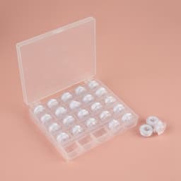 Набор шпулек с нитками, в органайзере, d=20 мм, 25 шт., белый