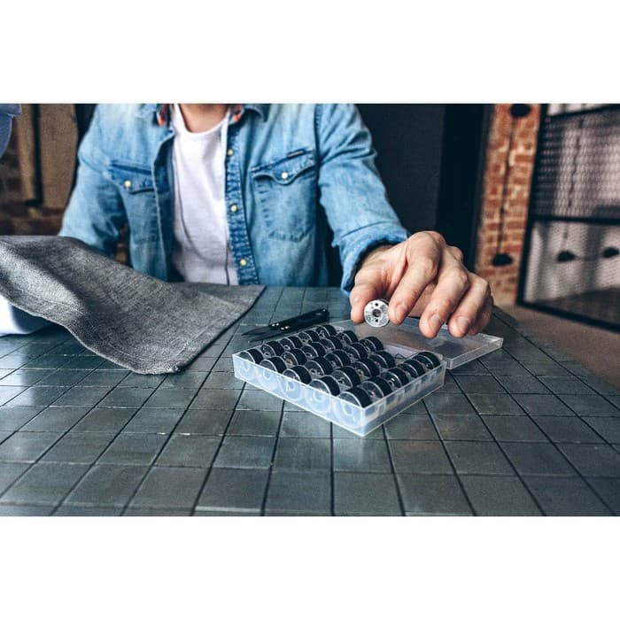 Набор шпулек с нитками, в органайзере, d=20 мм, 25 шт., чёрный