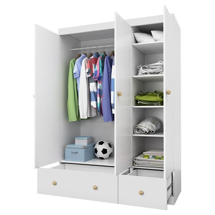 Шкаф трёхсекционный Fun, 1344×516×1900 мм, цвет белый