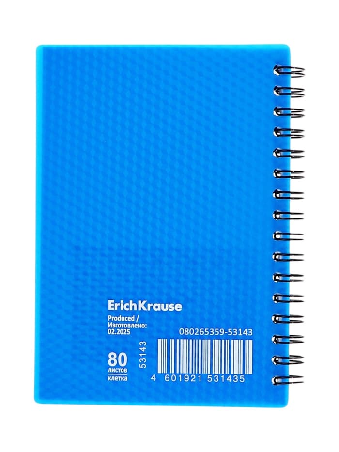 Тетрадь на спирали ErichKrause. Glance Vivid А6, 80 листов, в клетку, пластиковая обложка, блок офсет, МИКС